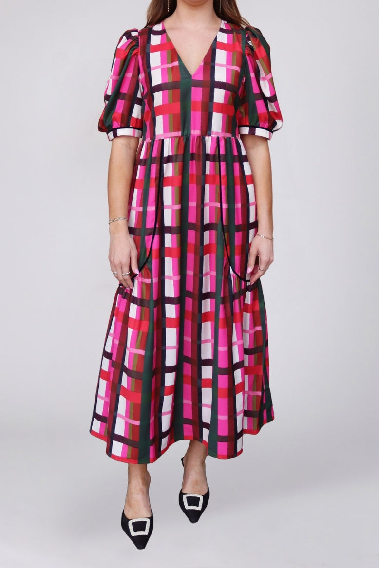 shira dress in holiday plaid