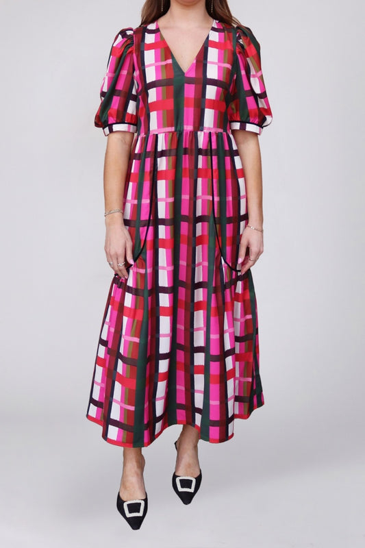 shira dress in holiday plaid