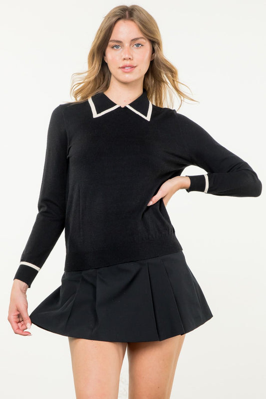 wednesday knit collar sweater