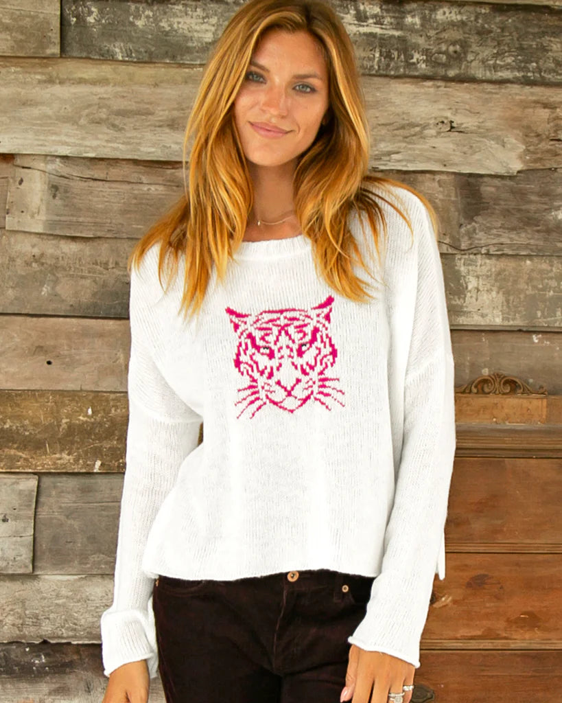 tiger face cropped crew sweater