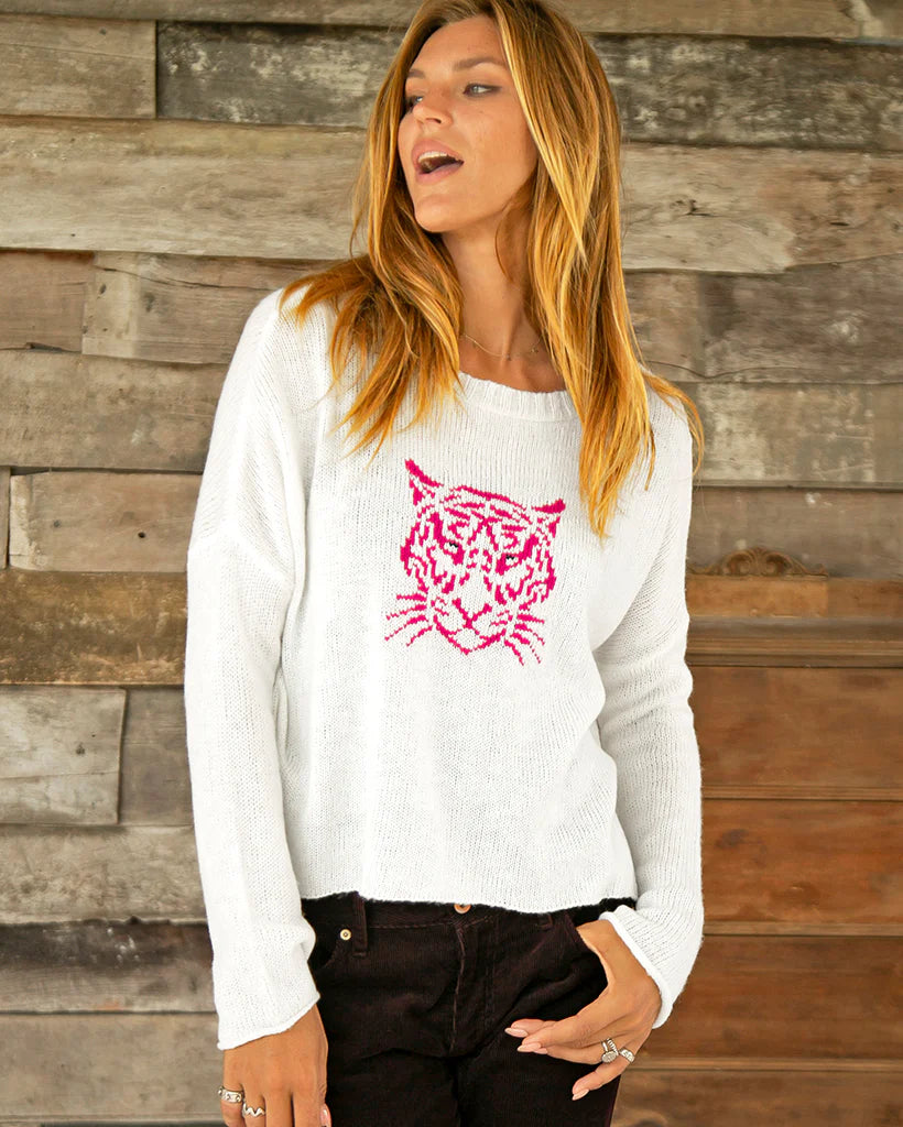 tiger face cropped crew sweater