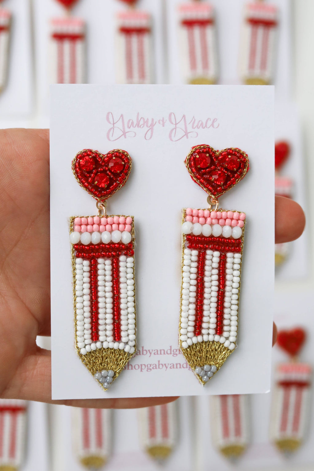 teacher love pencil earrings