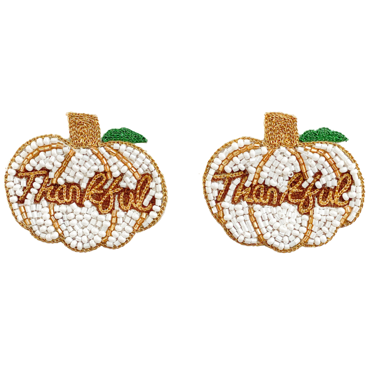 thankful pumpkin stud earrings