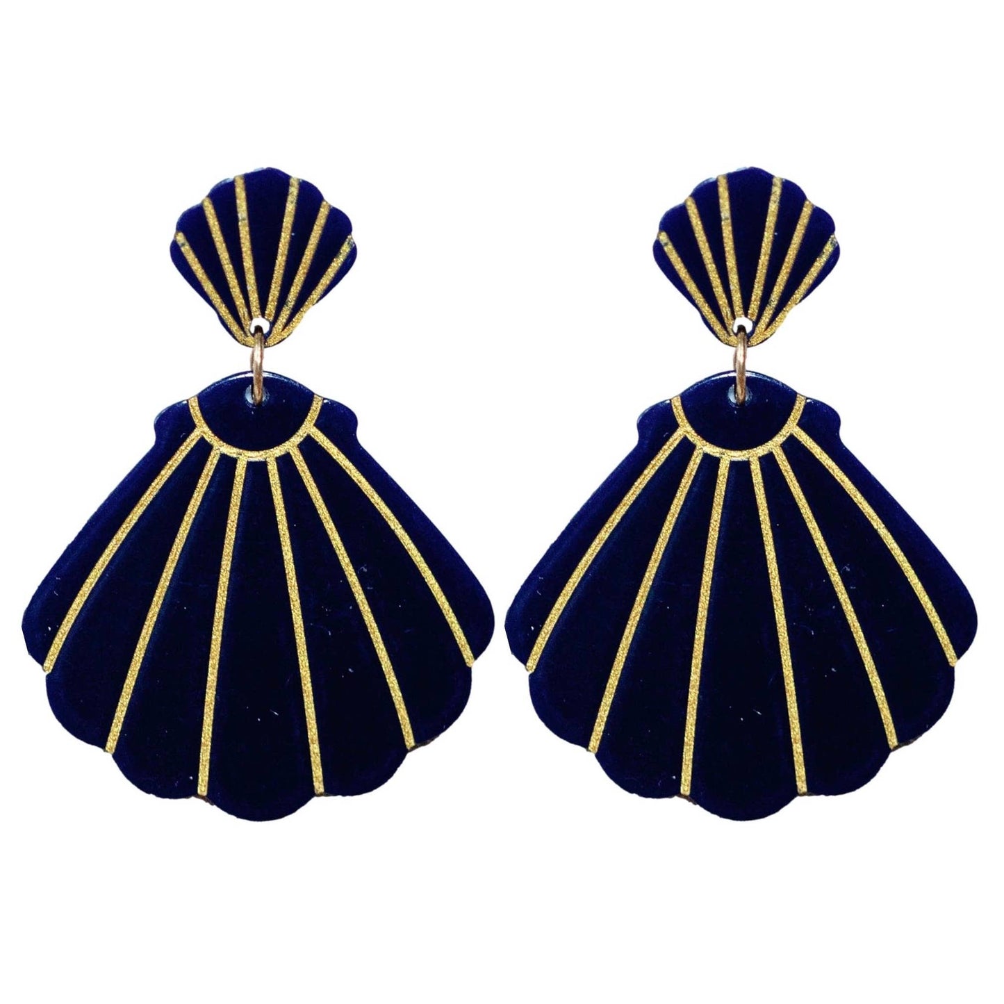 navy shell earrings