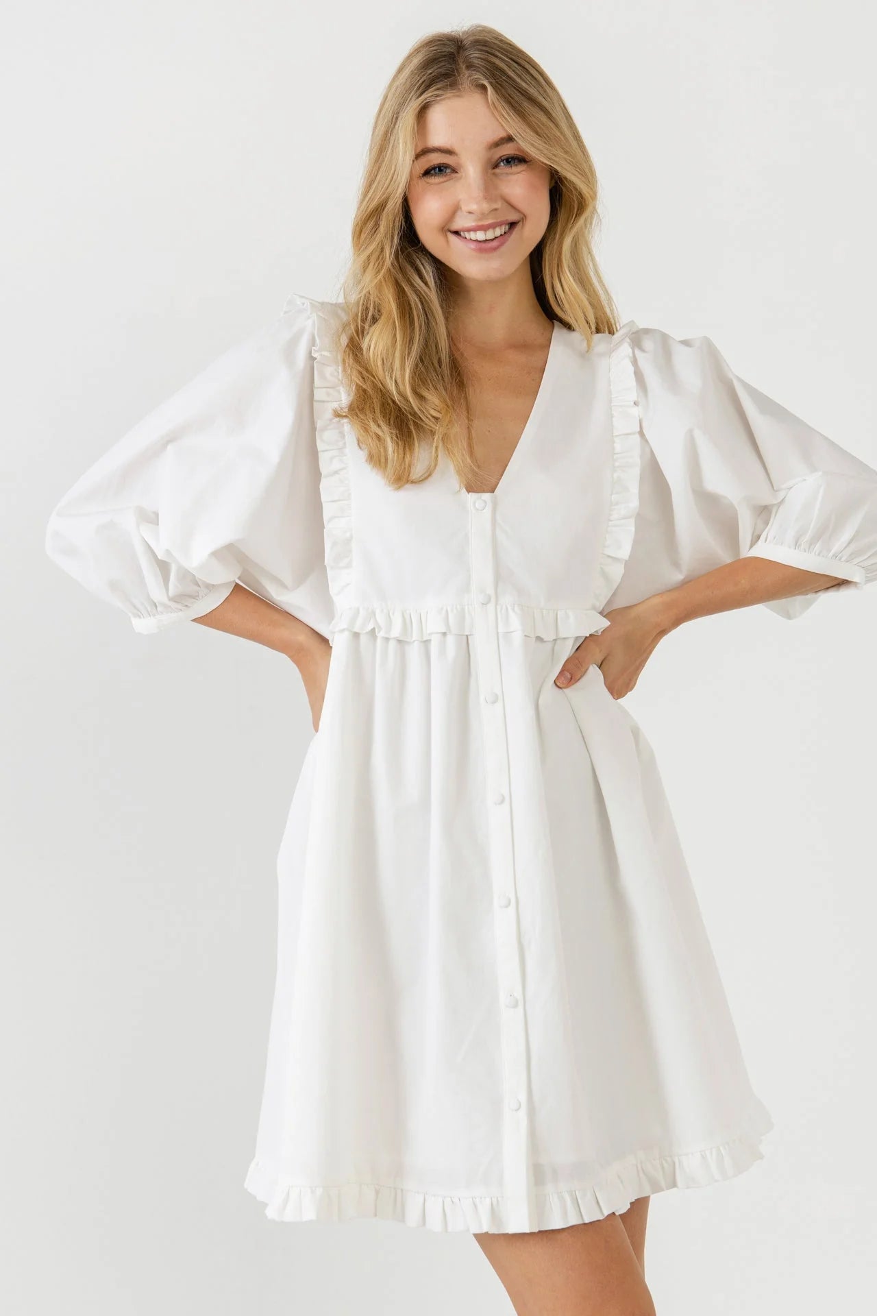 v neck baby doll dress