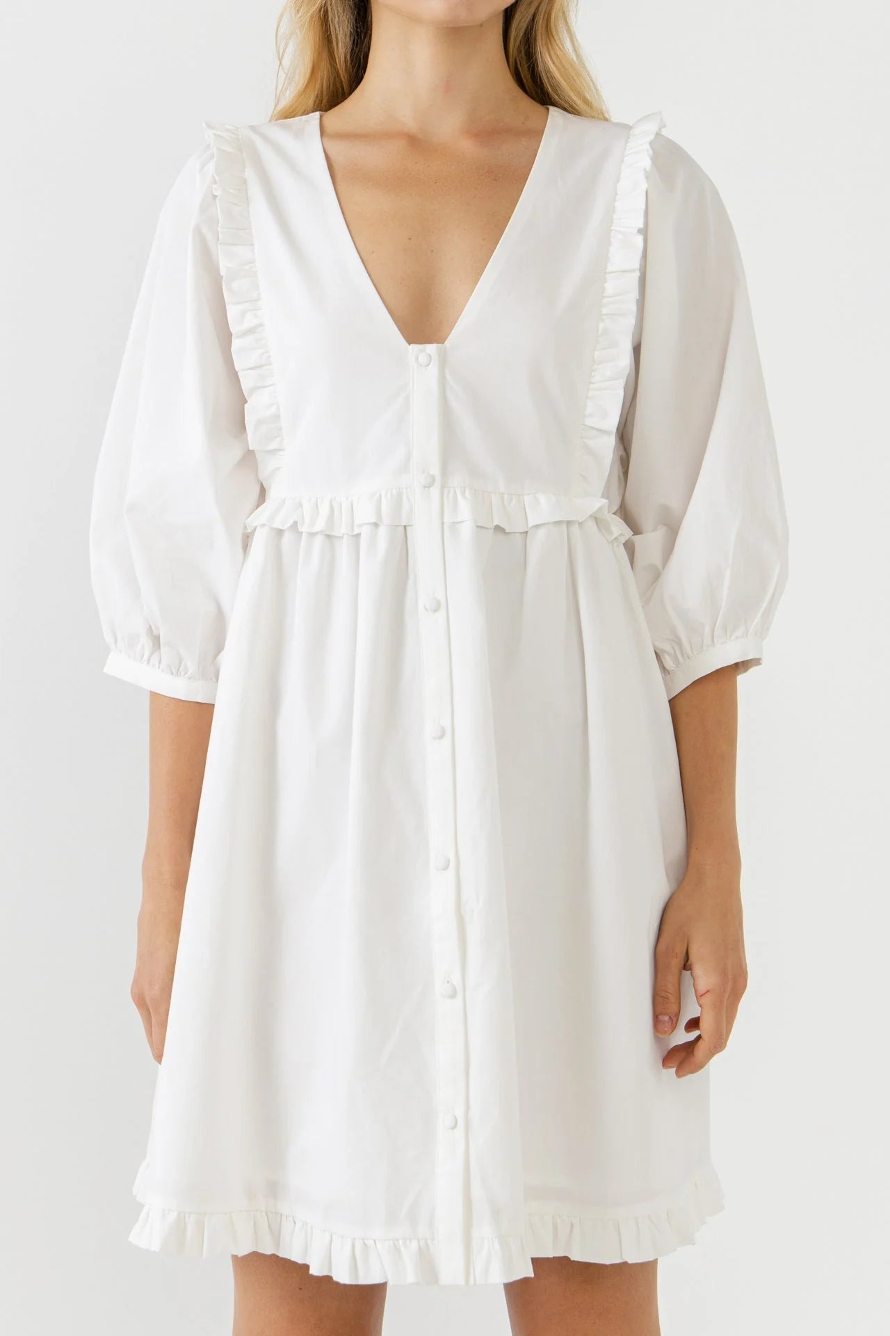 v neck baby doll dress