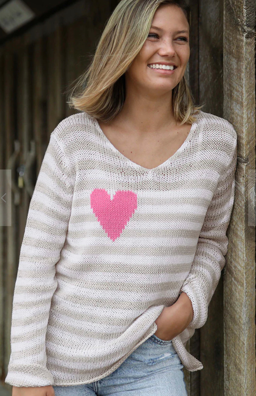 eloise heart v neck cotton sweater