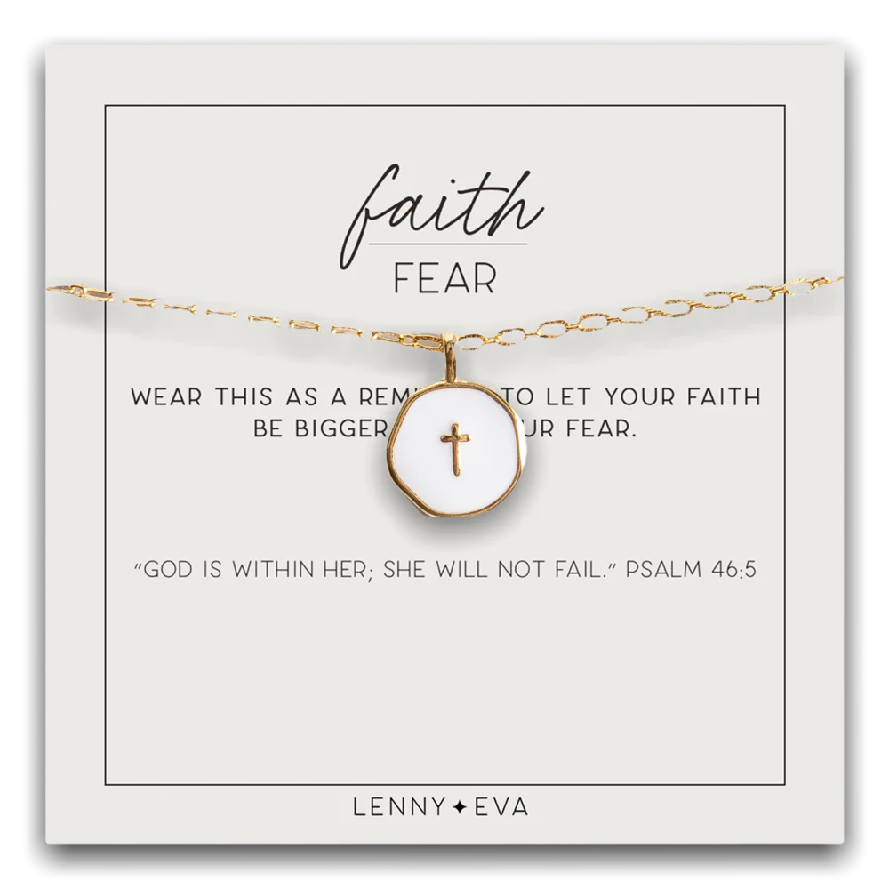faith over fear necklace white cross