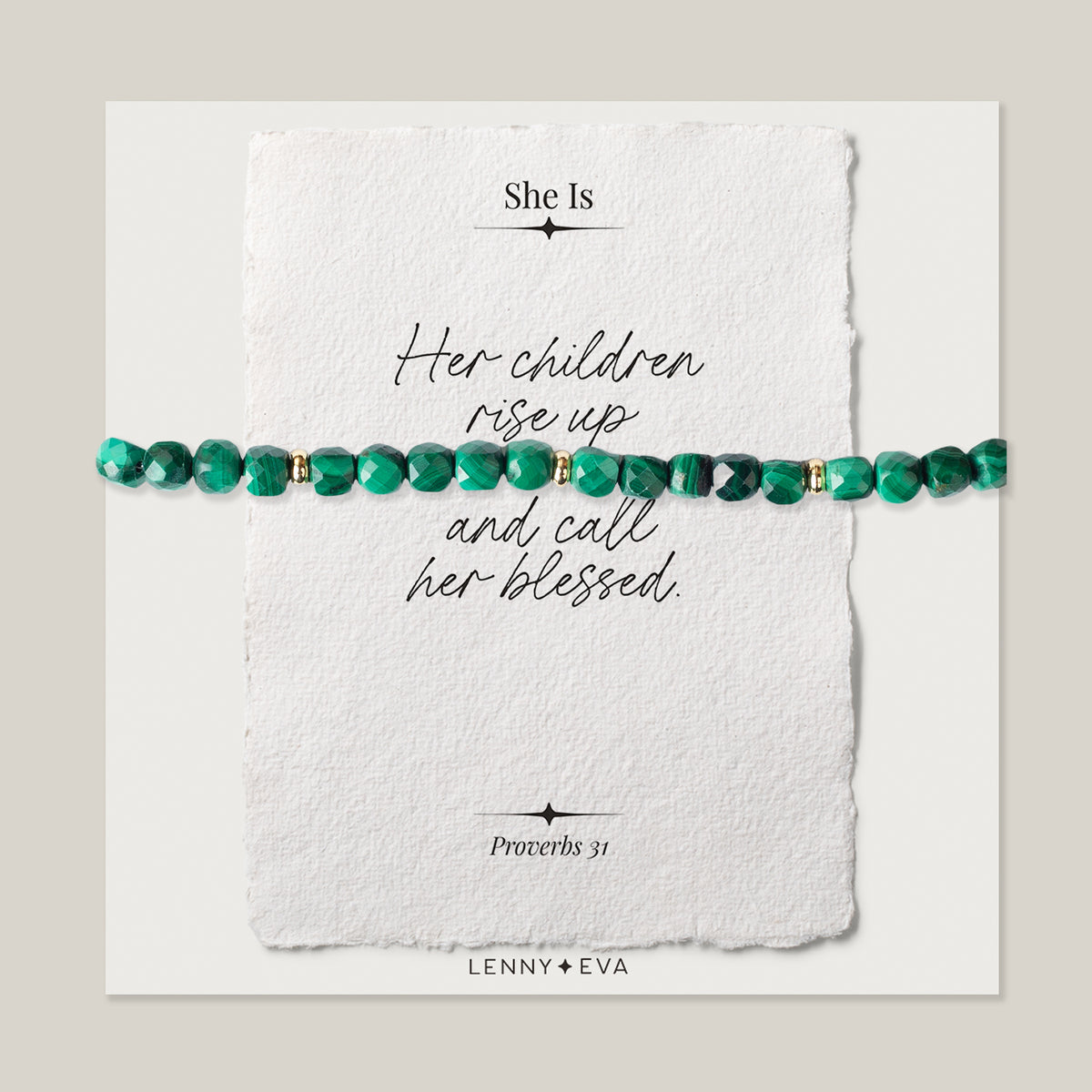 She Is Bracelet-"Her children rise up and call her blessed"-Malachite