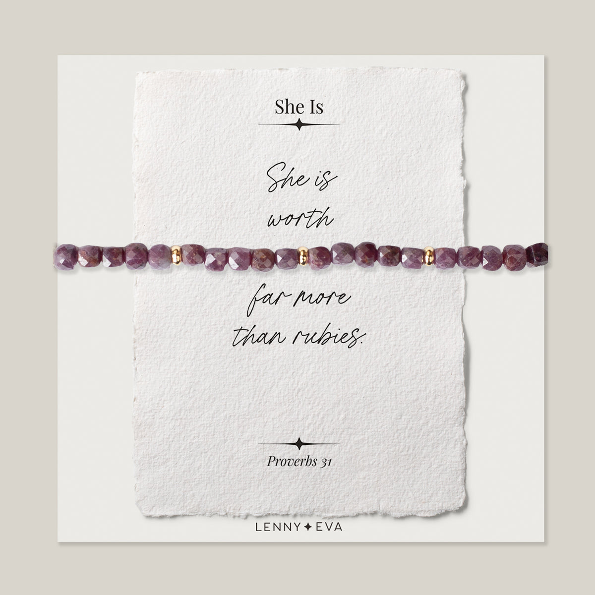 She Is Bracelet-"She is worth far more than rubies"-Ruby