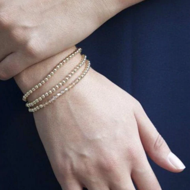 classic gold 4mm bead bracelet-extends