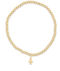 classic gold 3mm bead bracelet signature cross gold charm