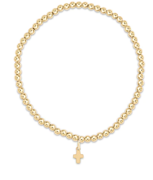 classic gold 3mm bead bracelet signature cross gold charm