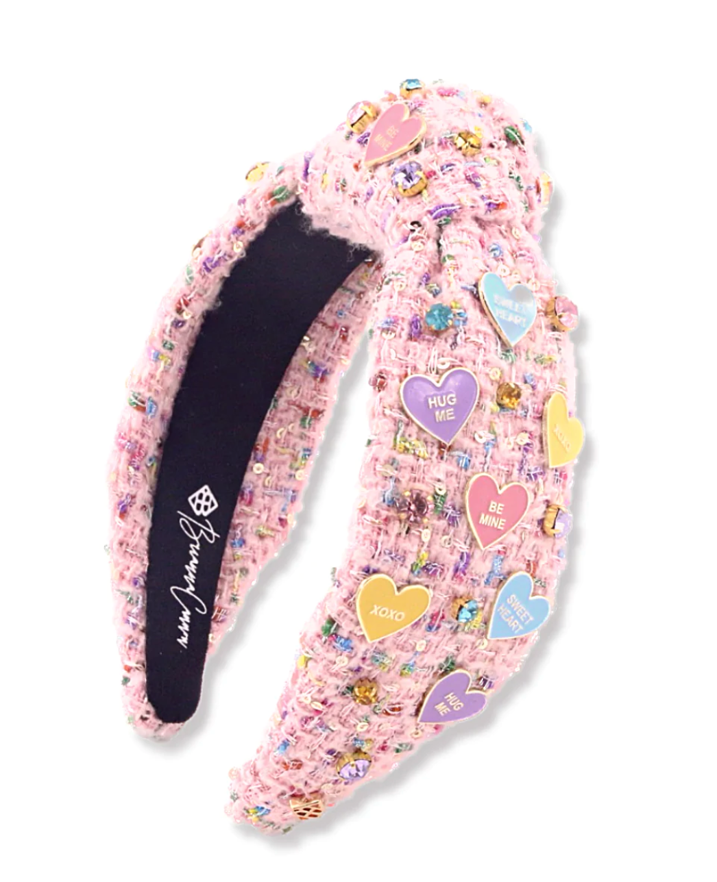 heart candy tweed headband with crystals adult