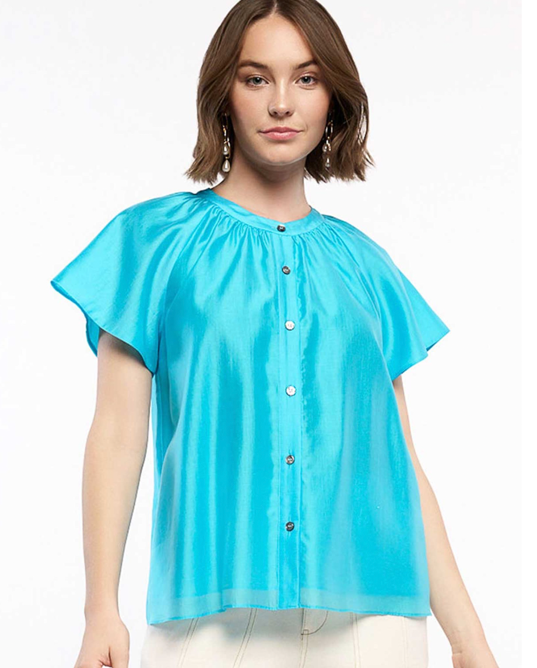 haleigh short sleeve button down blouse