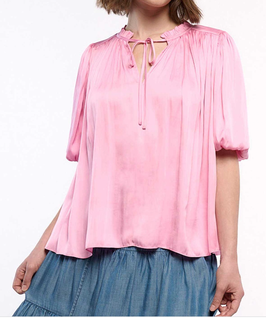 pleated puff sleeve blouse