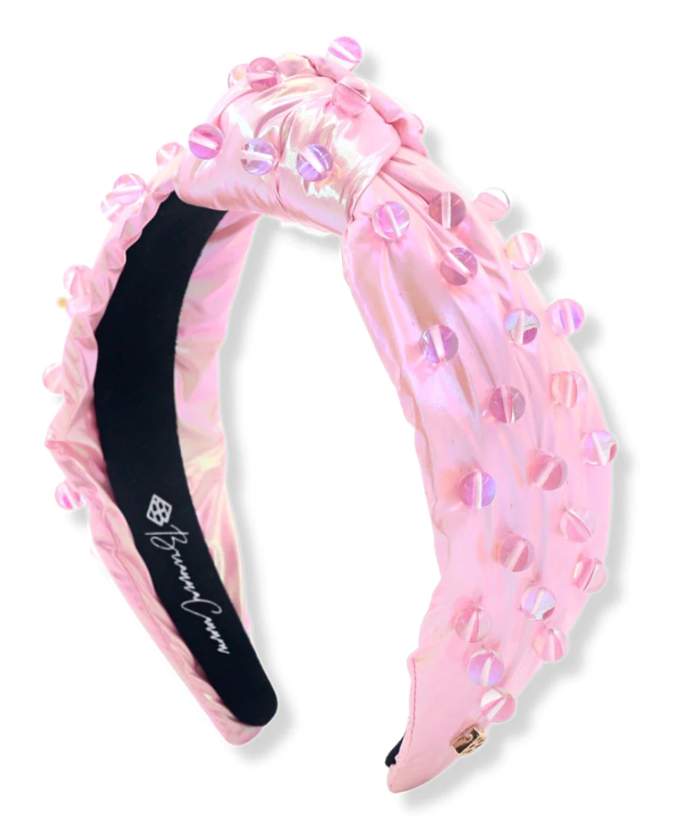 iridescent pink headband with beads
