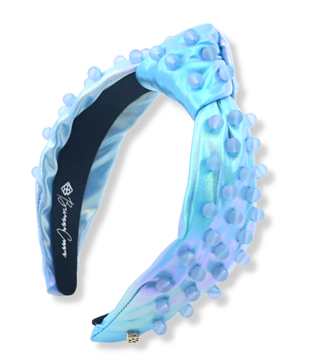 iridescent blue headband with beads