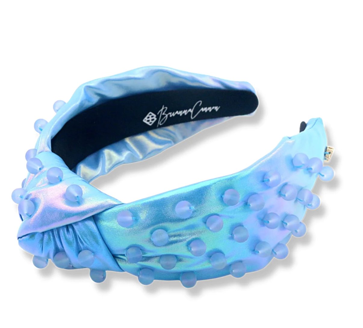 iridescent blue headband with beads