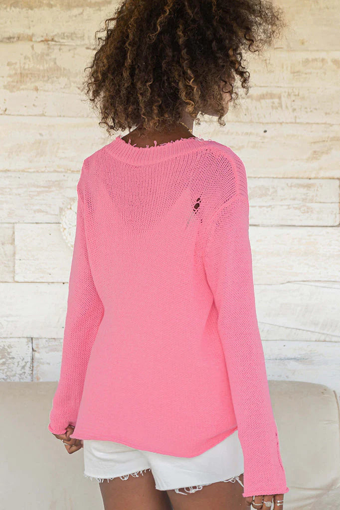 aimee distressed vneck sweater