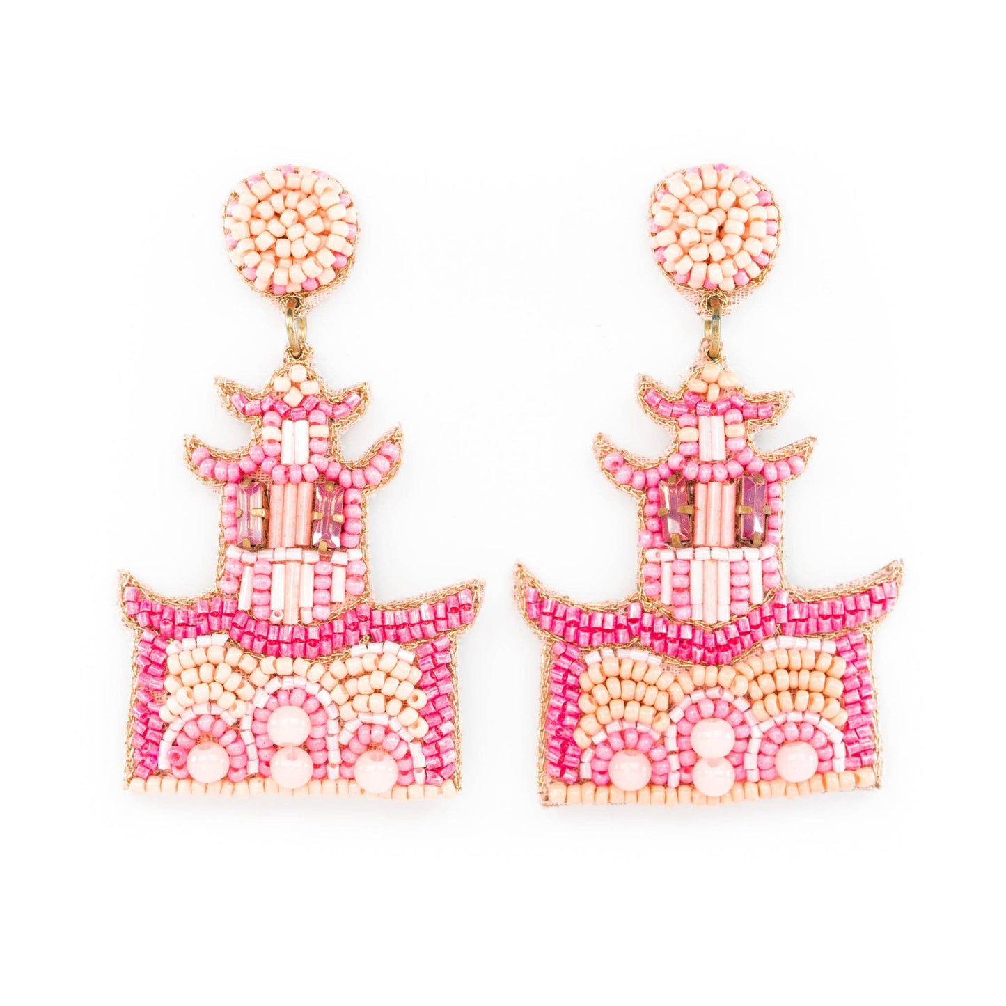 pink pagoda earrings