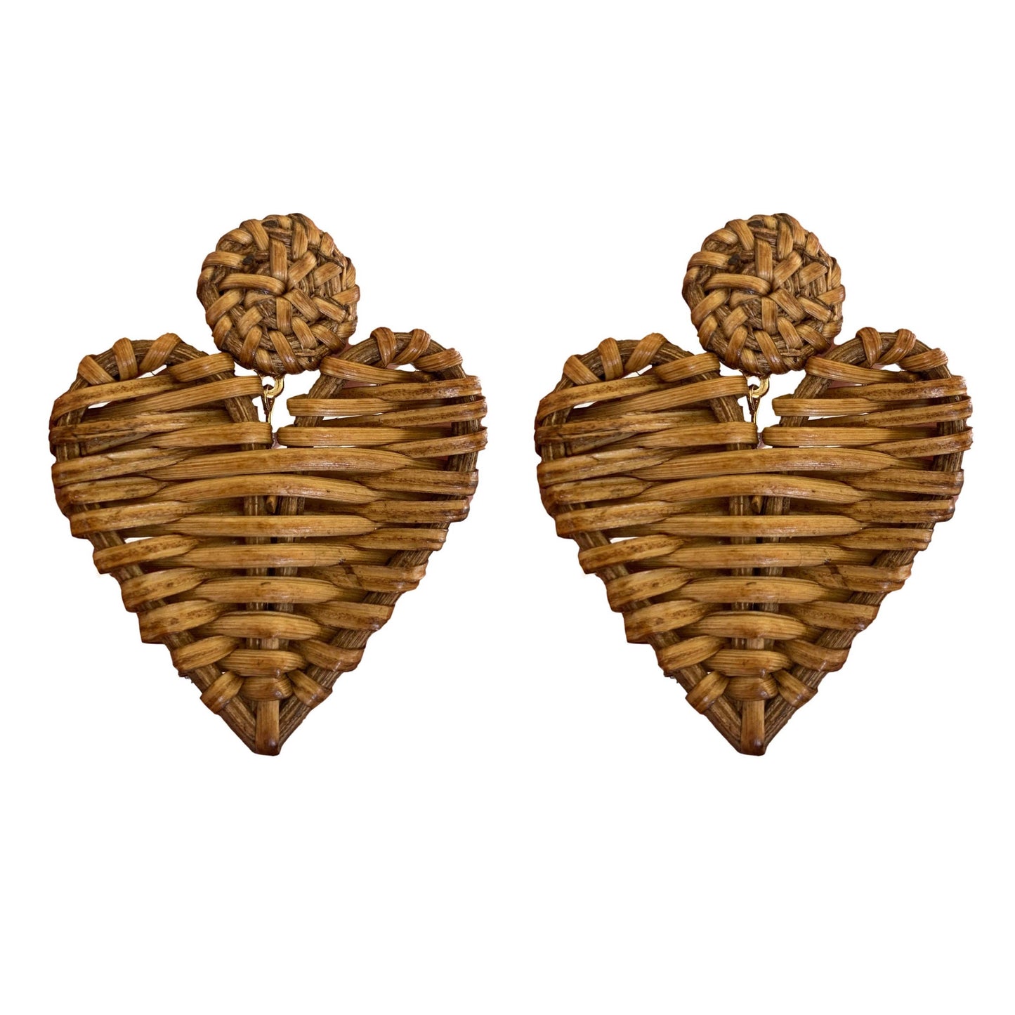 brown rattan hearts