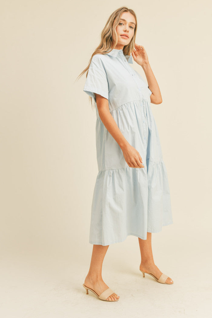 joy tiered shirt dress
