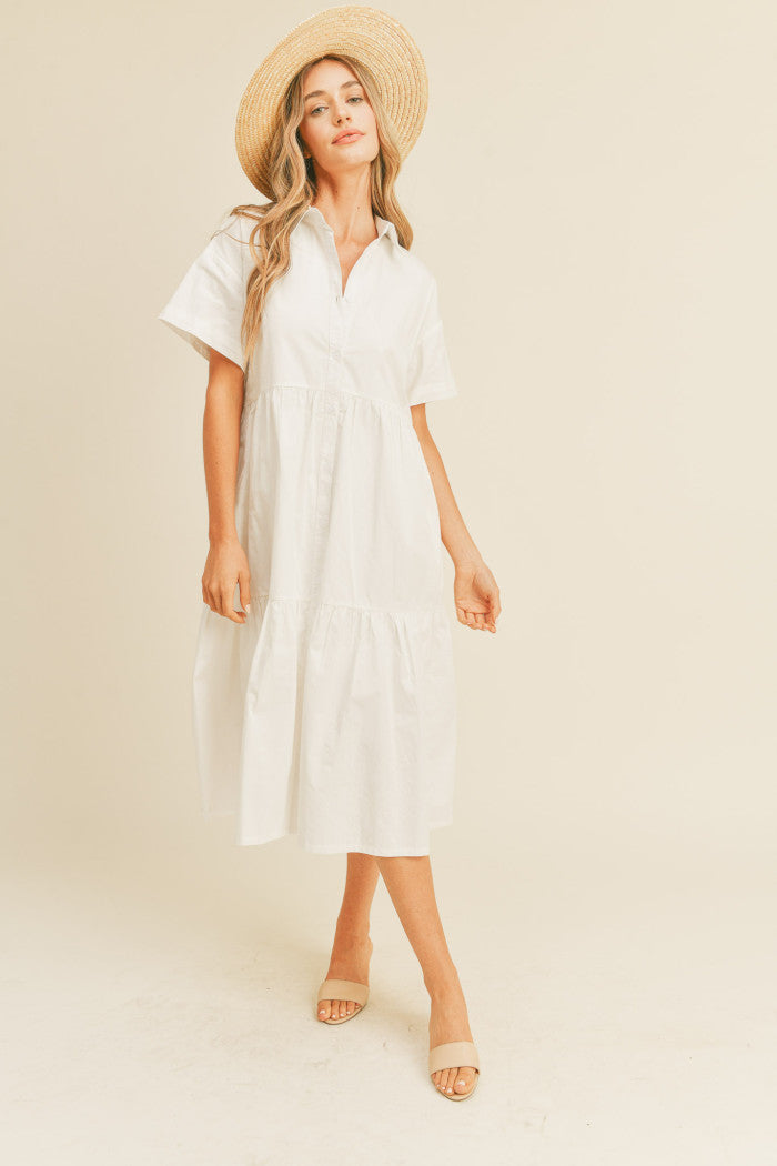 joy tiered shirt dress